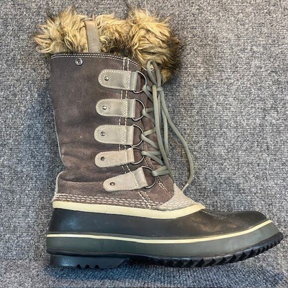 Sorel Joan of Arctic Snow Boot Womens 9 Brown Suede Lace Up Waterproof Winter - Picture 2 of 10